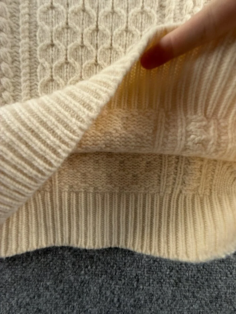 J. Crew Rugged Merino Fisherman Sweater Ivory Cable Knit Chunky Small Wool Uni - Picture 9 of 15